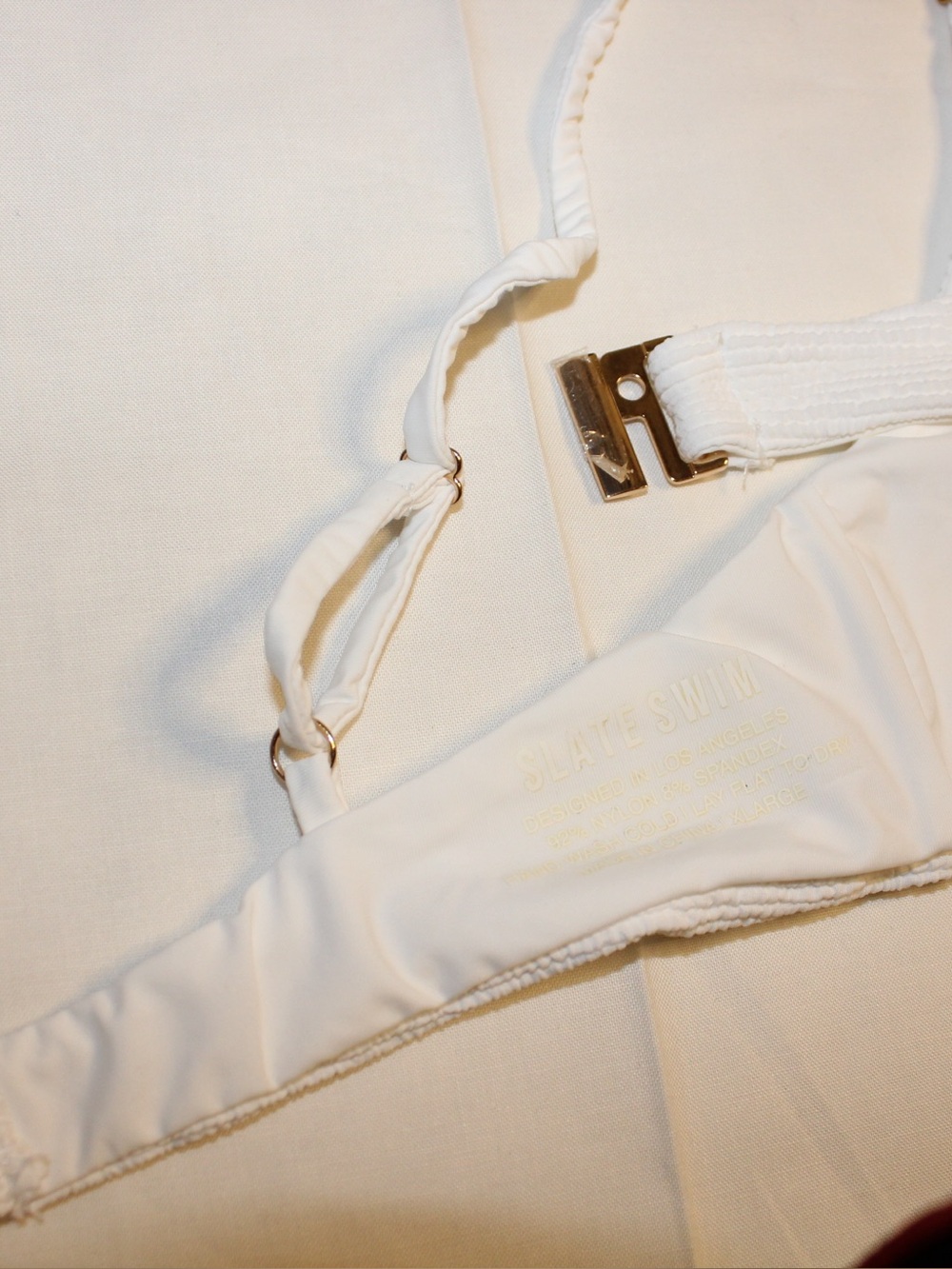 White Textured One-Piece Swim with Adjustable Straps